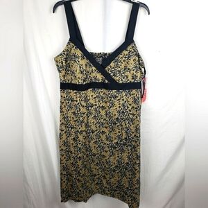 NWT R&K Originals Black and Taupe Floral Sleeveless Dress Sz 16